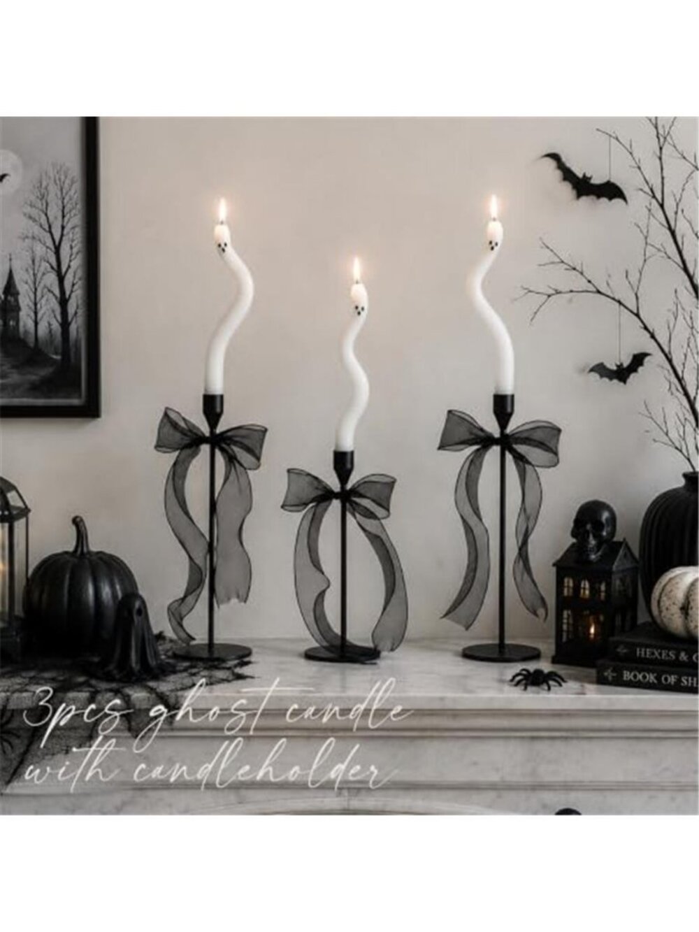 Halloween Decorations indoor-3Pcs Twisting Ghost Candles Decor with Candle